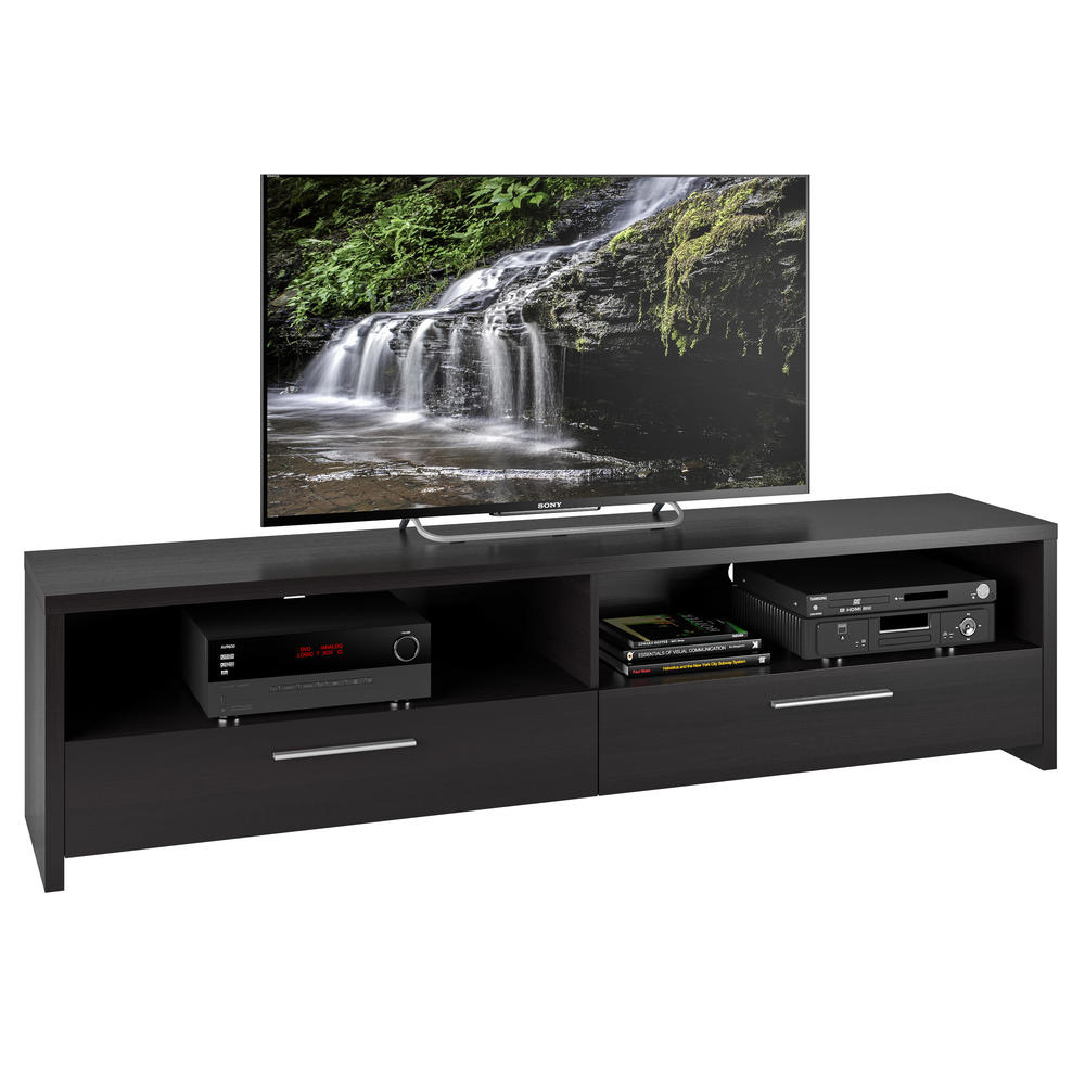 CorLiving Fernbrook TV Stand in Black Faux Wood Grain Finish, for TVs up to 85"