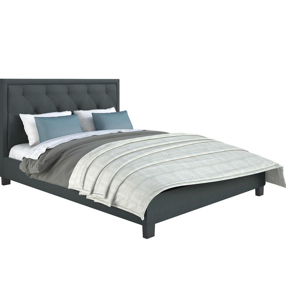 CorLiving Fairfield Diamond Tufted Upholstered Queen Bed - Blue Gray