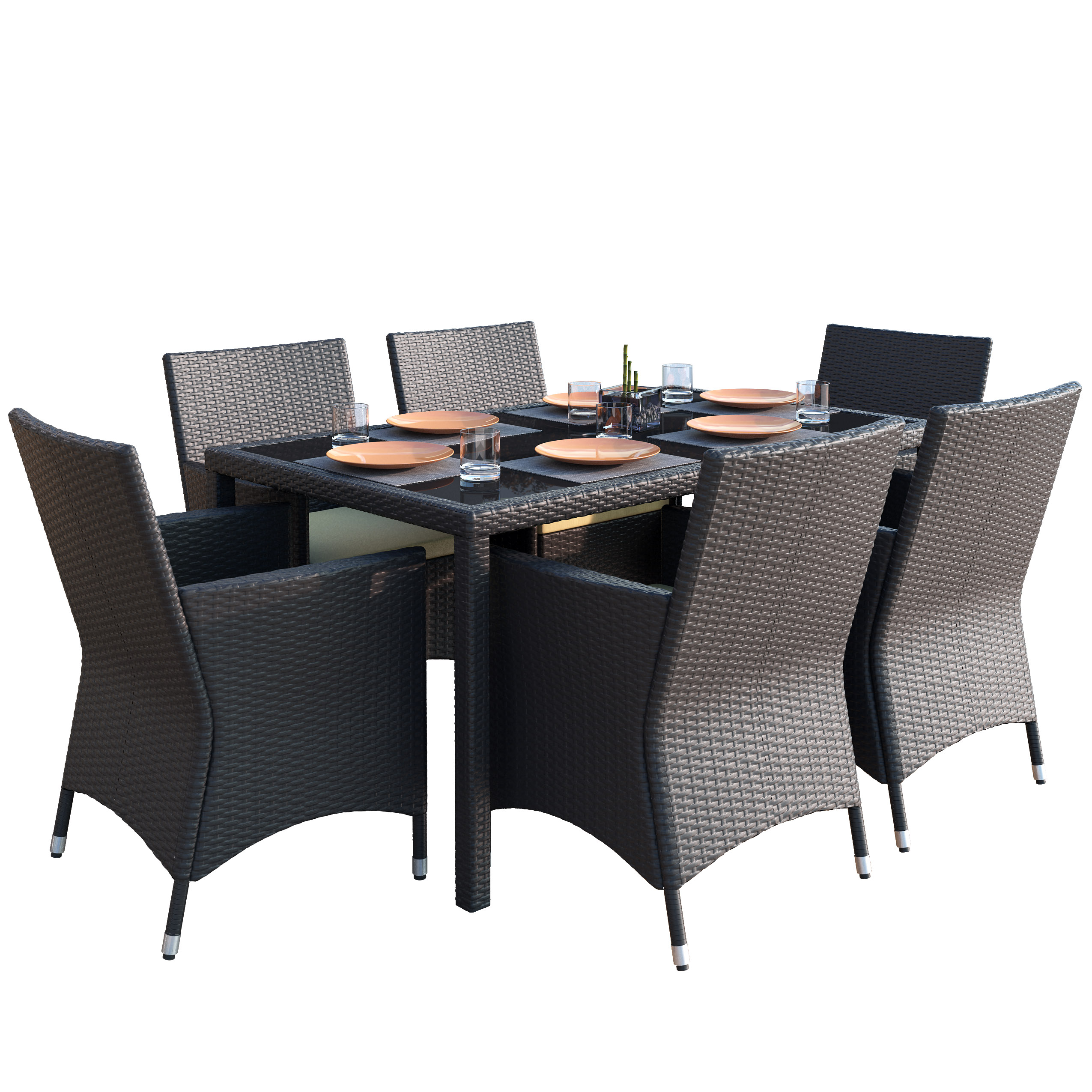 Sonax Park Terrace 7pc Patio Dining Set, Black Sonax Park Terrace 7pc Patio Dining Set, Black
