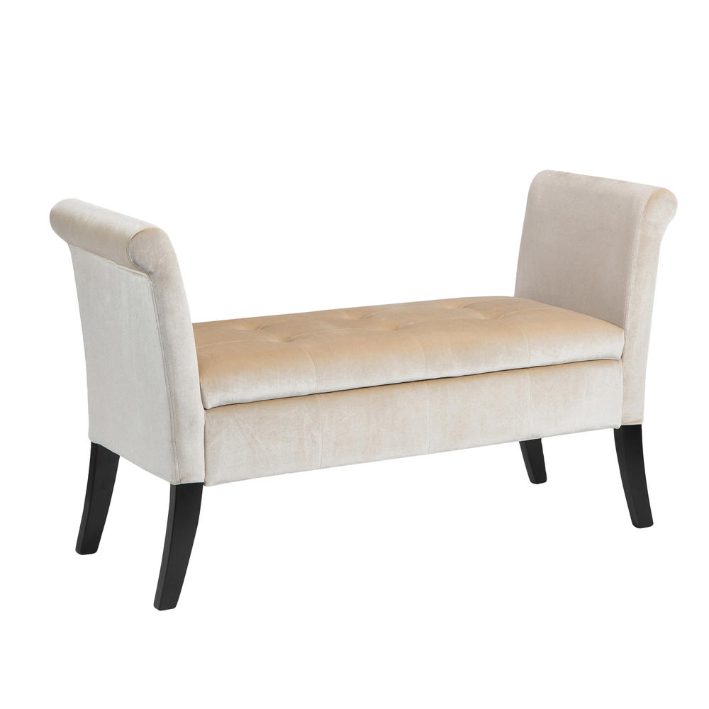 CorLiving  Storage Velvet Bench with Scrolled Arms