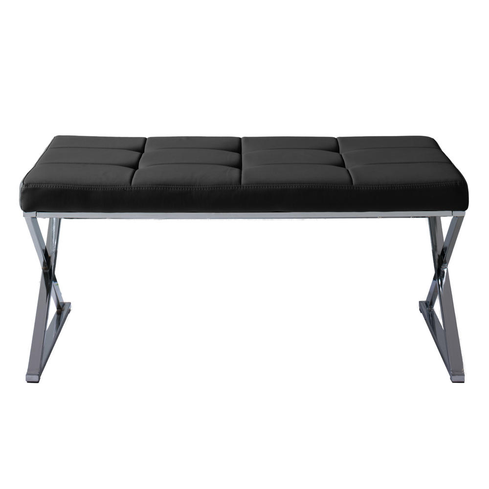 CorLiving  Modern Leatherette Bench with X Shape Chrome Base