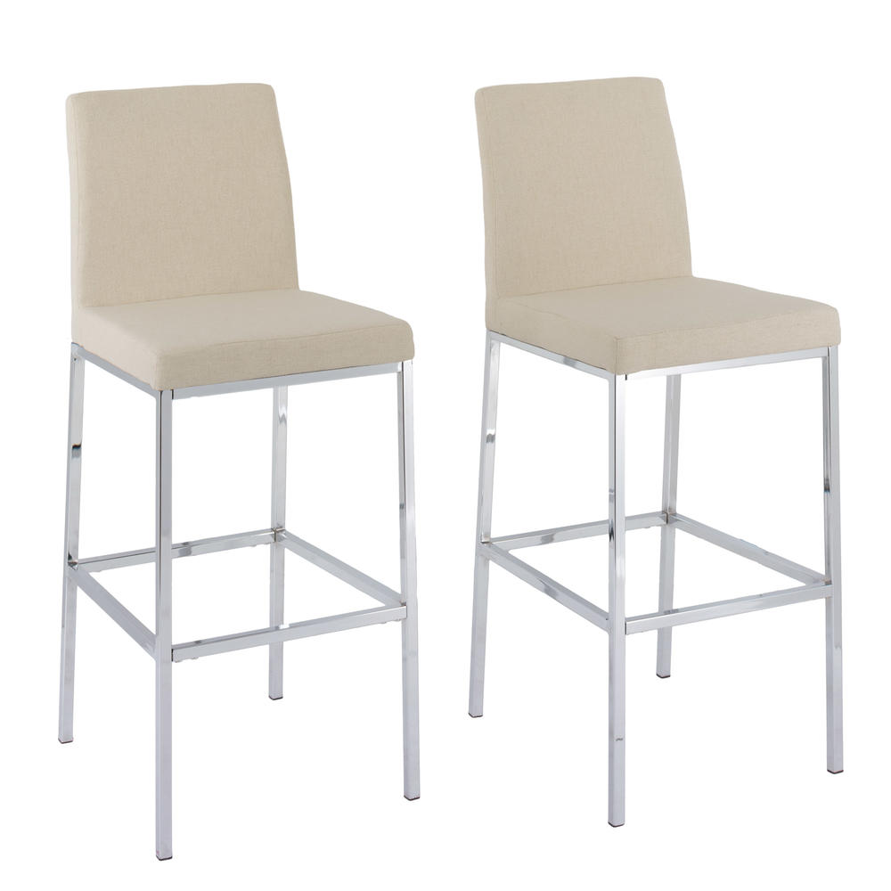 CorLiving  Bar Height Fabric Barstools with Chrome Legs, Set of 2