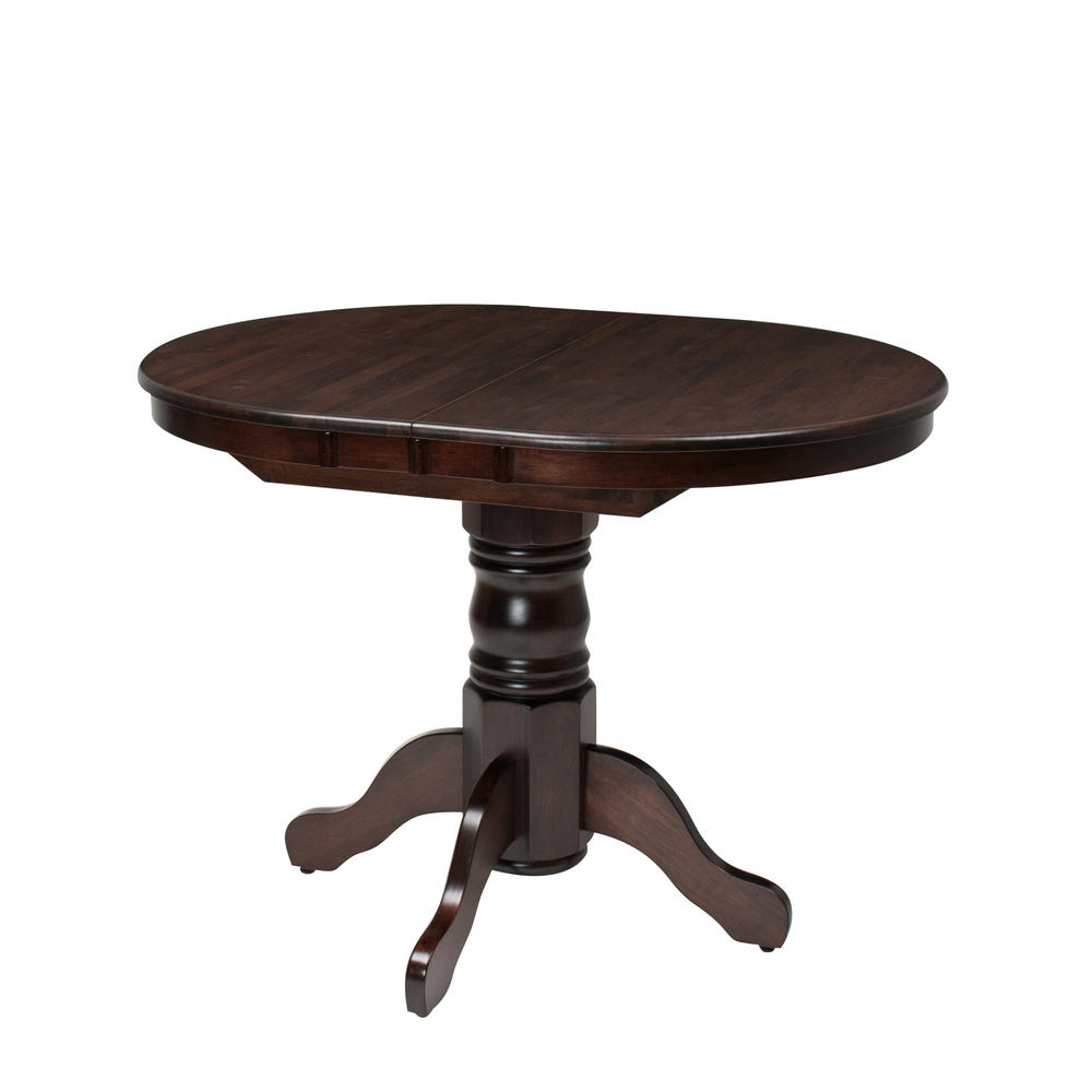CorLiving Extendable Oval Pedestal Dining Table with 12in Butterfly Leaf, Cappuccino