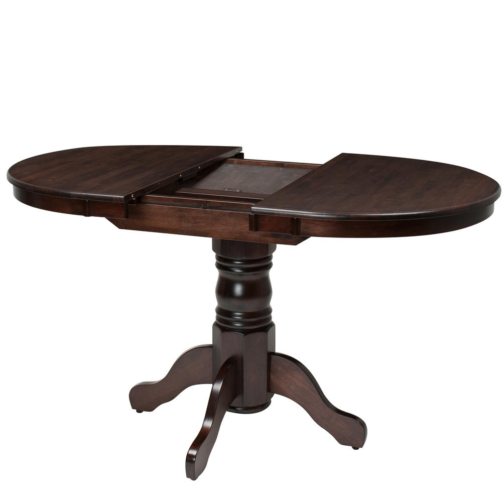 CorLiving Extendable Oval Pedestal Dining Table with 12in Butterfly Leaf, Cappuccino