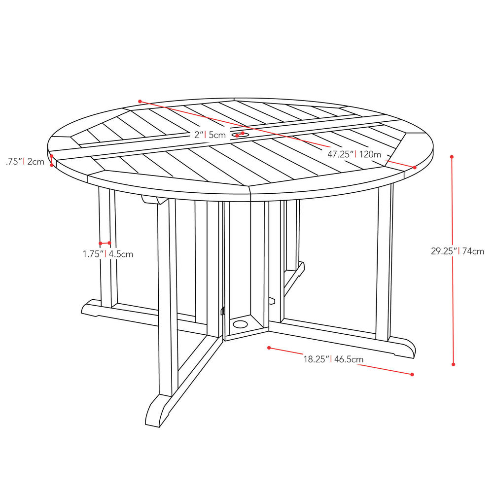 CorLiving Miramar Cinnamon Brown Hardwood Outdoor Drop Leaf Dining Table
