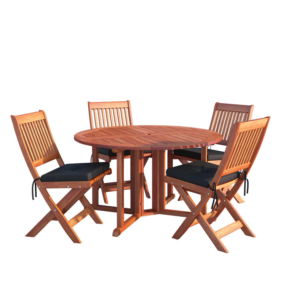 CorLiving Miramar 5pc Cinnamon Brown Hardwood Outdoor Folding Dining Set