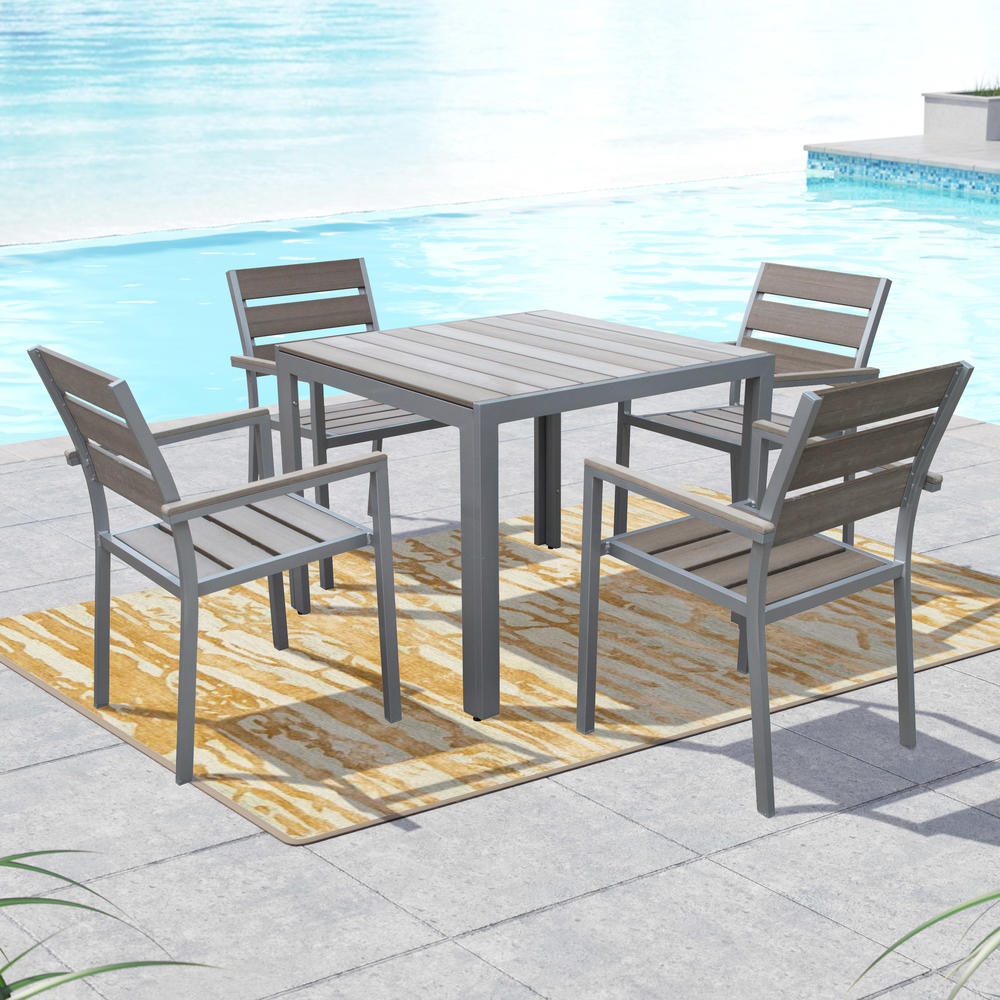 CorLiving Gallant 5pc Sun Bleached Grey Outdoor Dining Set