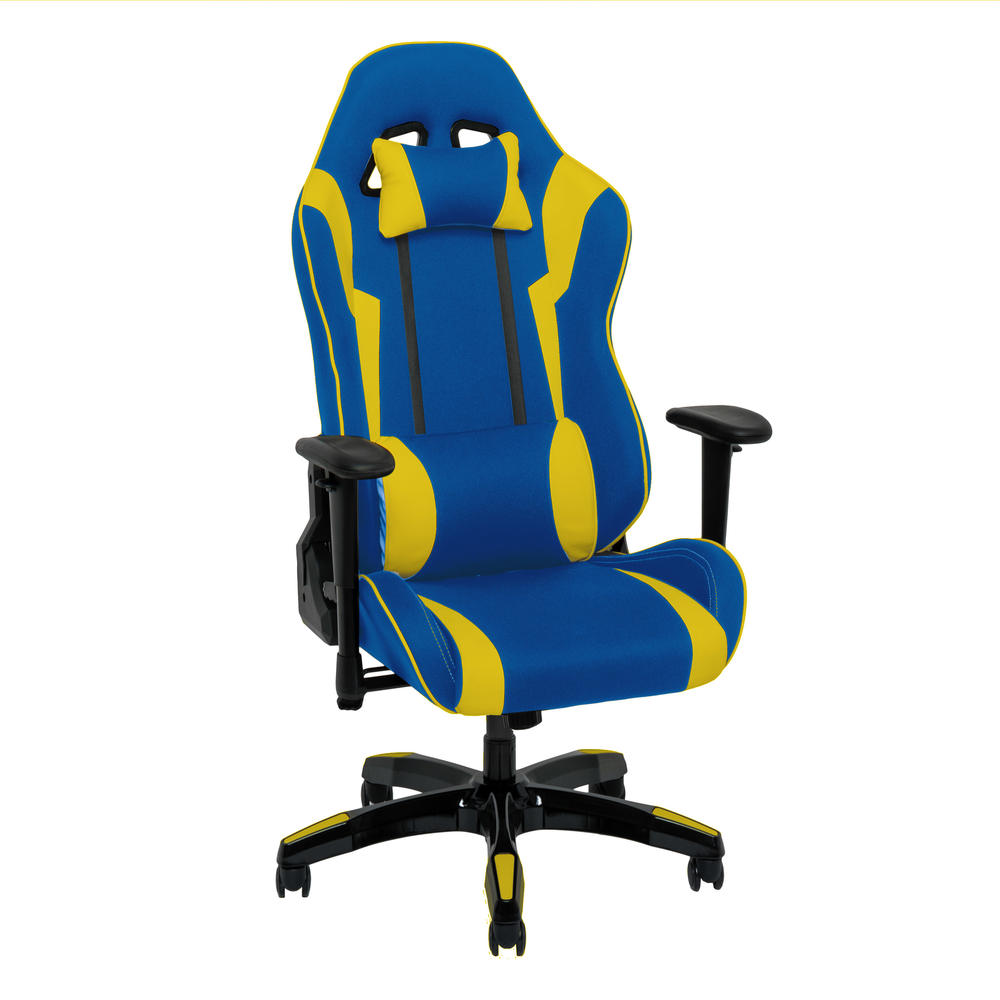 CorLiving  Blue and Yellow High Back Ergonomic Gaming Chair