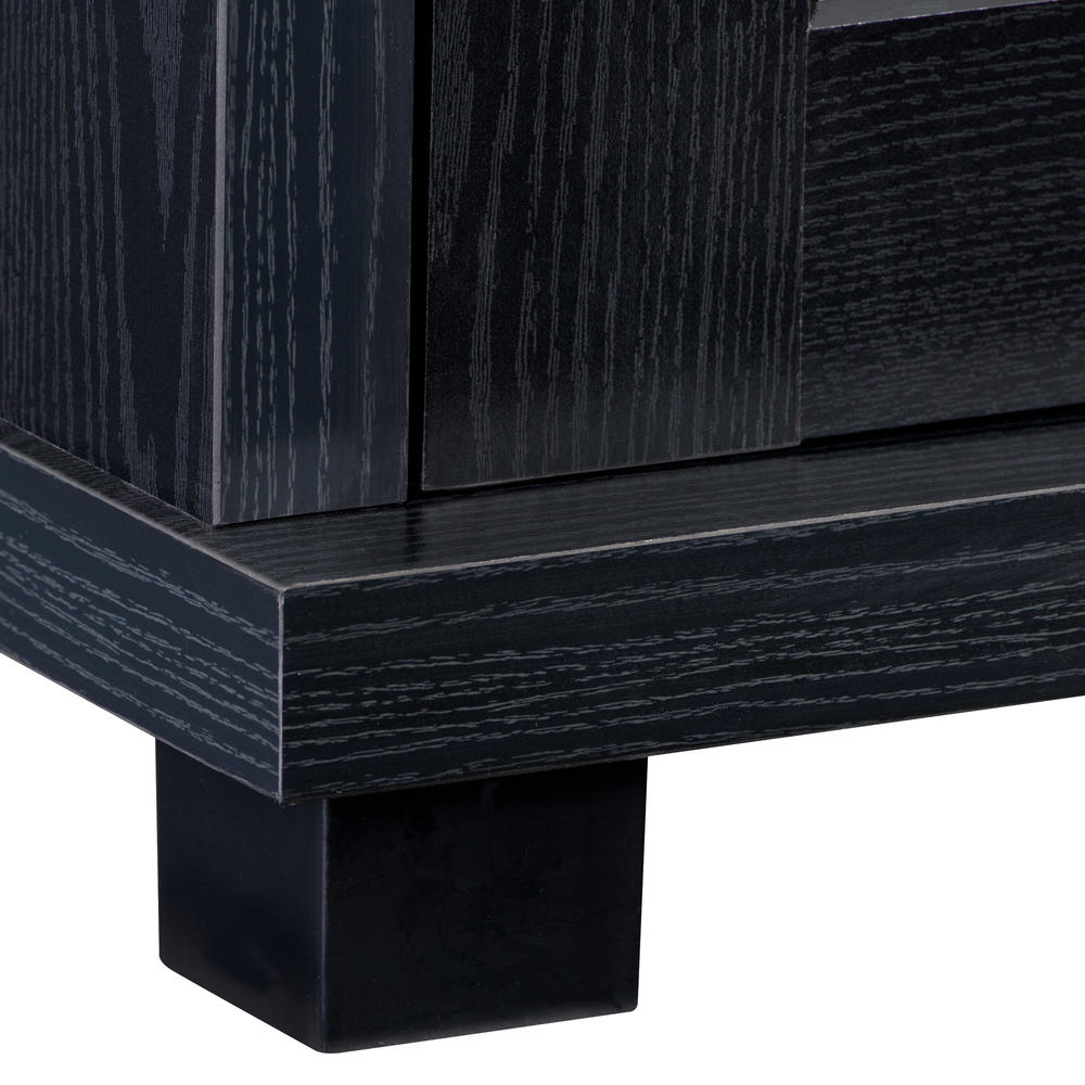 CorLiving  Ravenwood Black TV Bench with Glass Cabinets for TVs up to 90"
