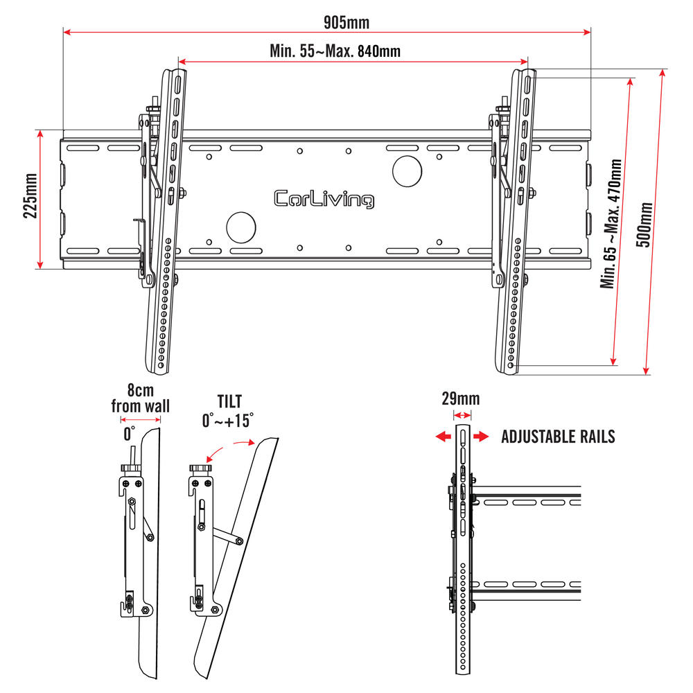 CorLiving PM-2220 Tilting Wall Mount for 40" - 100" TVs
