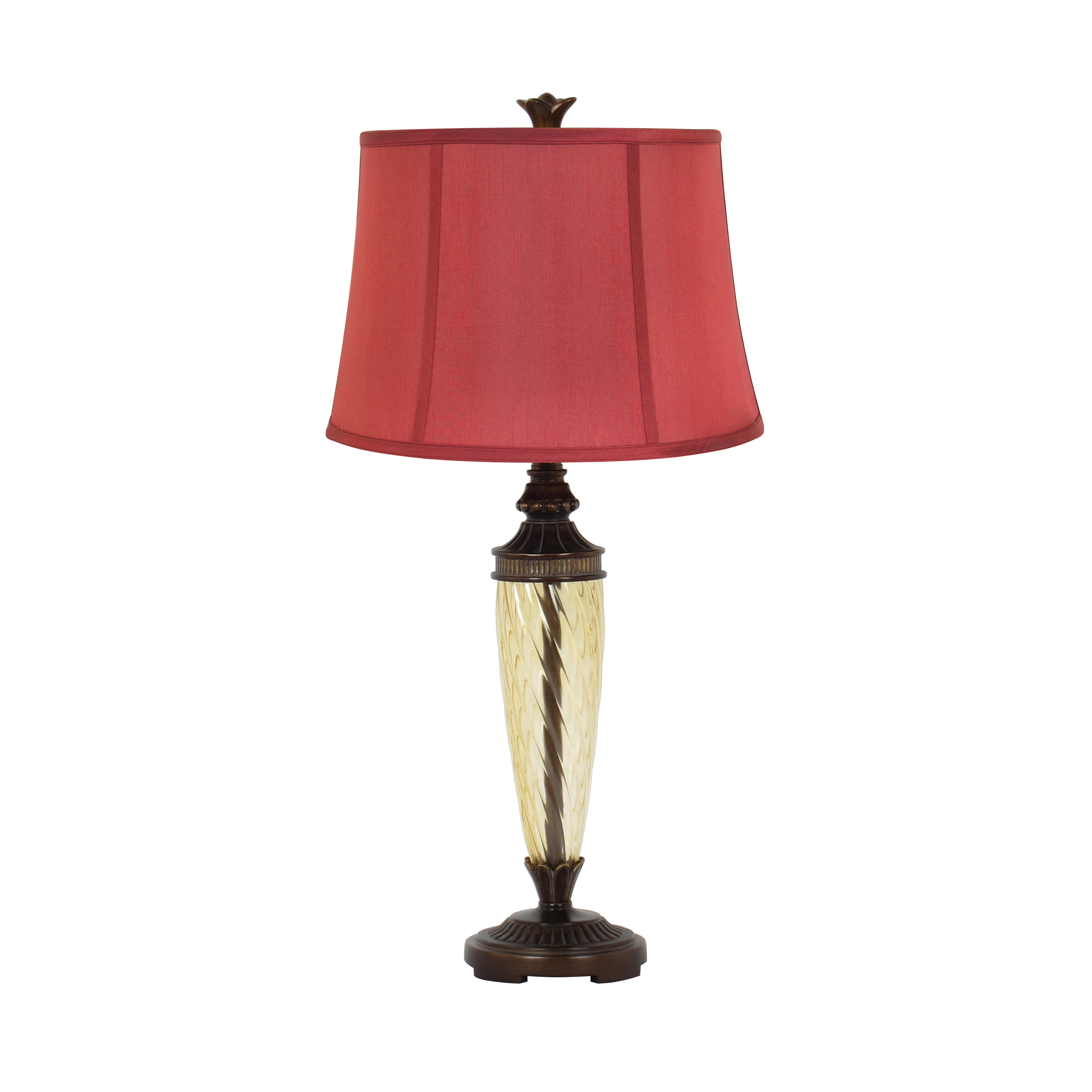 Legacy Home Furnishing and Decor 28" Dark Bronze Table Lamp With Red Linen Bell Shade