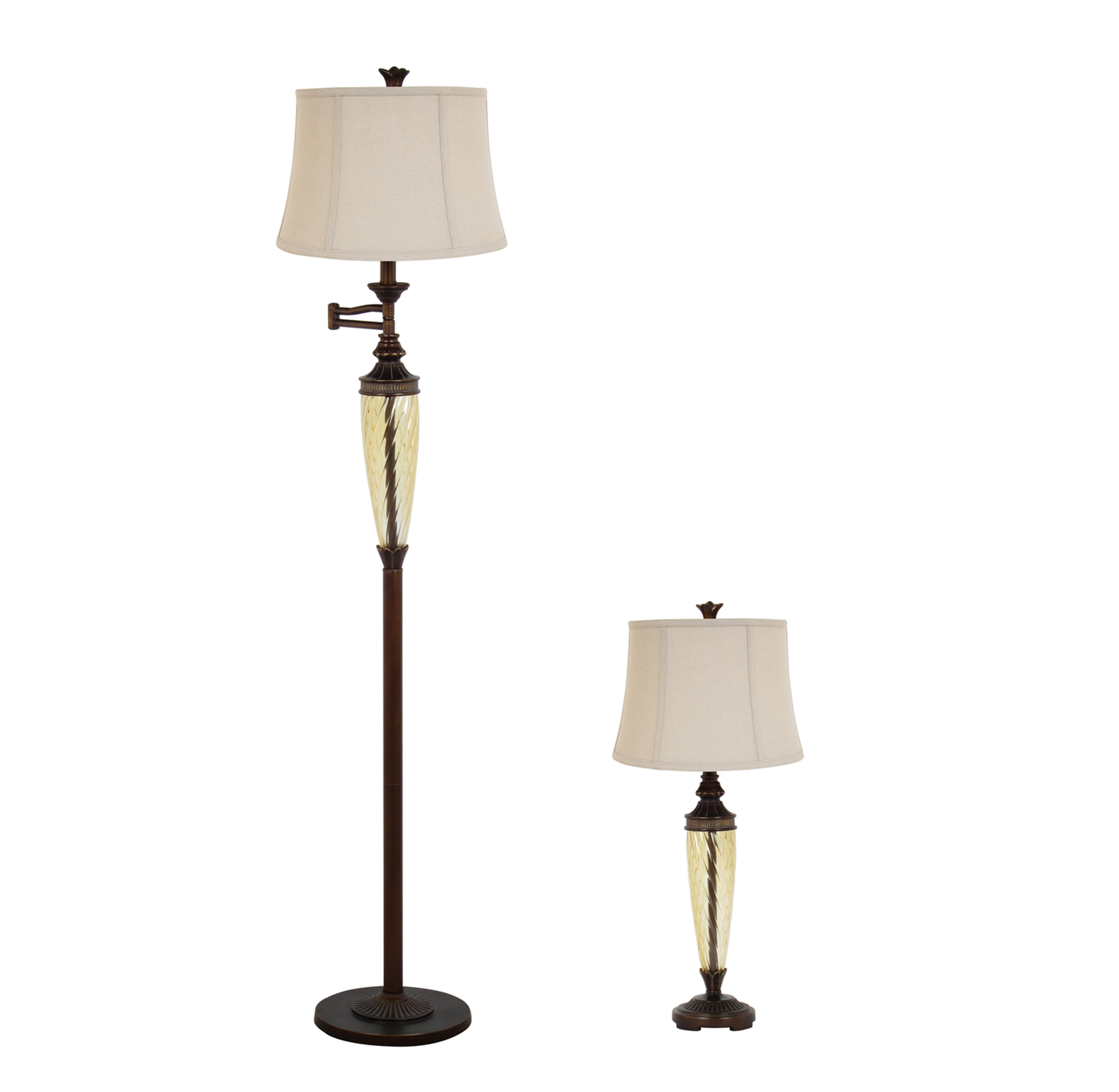 Legacy Home Furnishing and Decor Dark Bronze Lamp Set With Decorative Glass Fonts