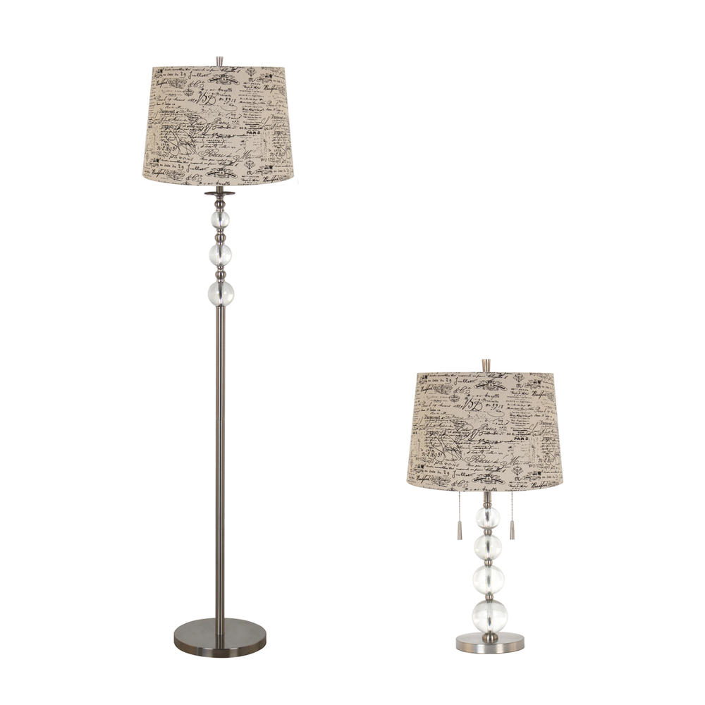 Legacy Home Furnishing and Decor Brushed Nickel Lamp Sets With Decorative Glass Balls
