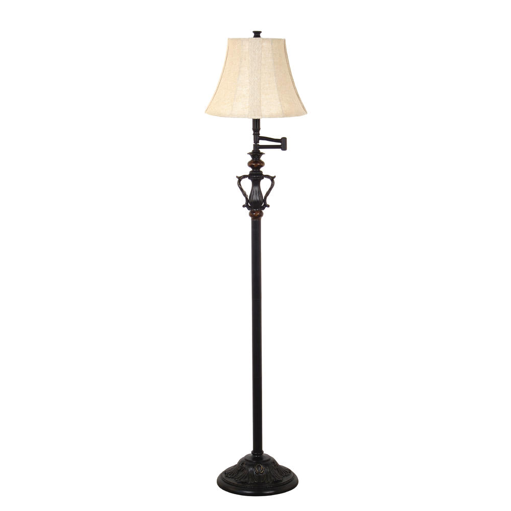 Legacy Home Furnishing and Decor 59" French Bronze Swingarm Floor Lamp With Marble Look Accents