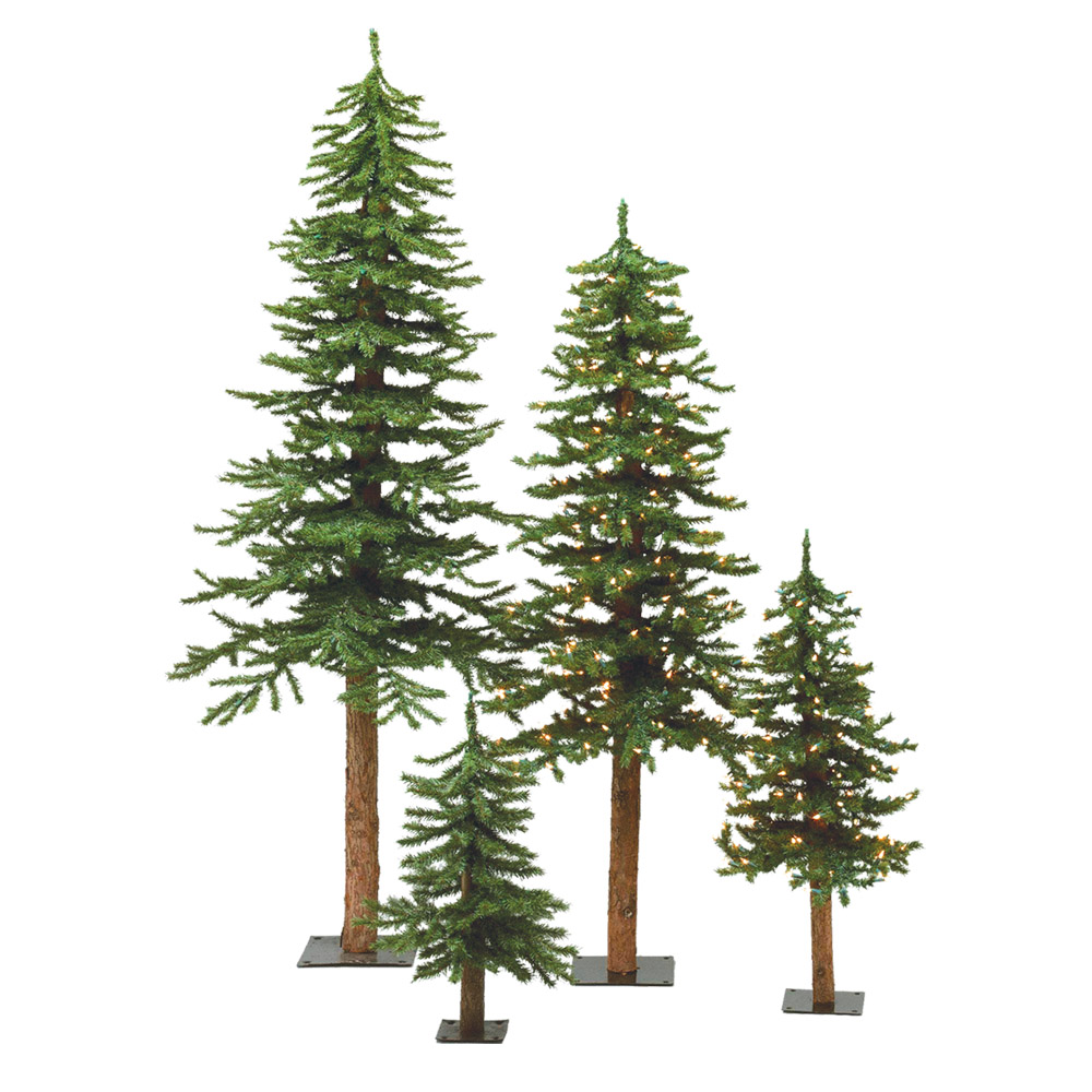Vickerman 2' 3' 4' Unlit Natural Bark Alpine Tree Set