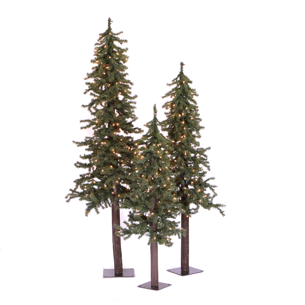 Vickerman 2' 3' 4' Natural Triple Tree Alpine Set with 185 Clear Mini Lights