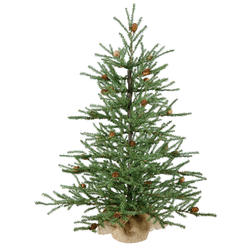 Vickerman 30" Caramel Pine Artificial Christmas Tree Unlit, Seasonal Indoor Home Decor with Decorative Burlap Base