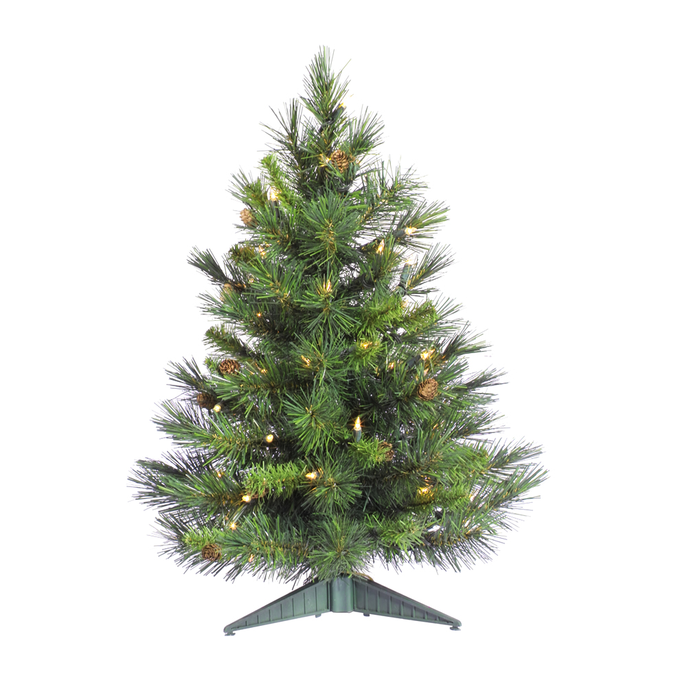 Vickerman 3' Prelit Cheyenne Pine Artificial Christmas Tree with 100 Multi-colored LED lights.