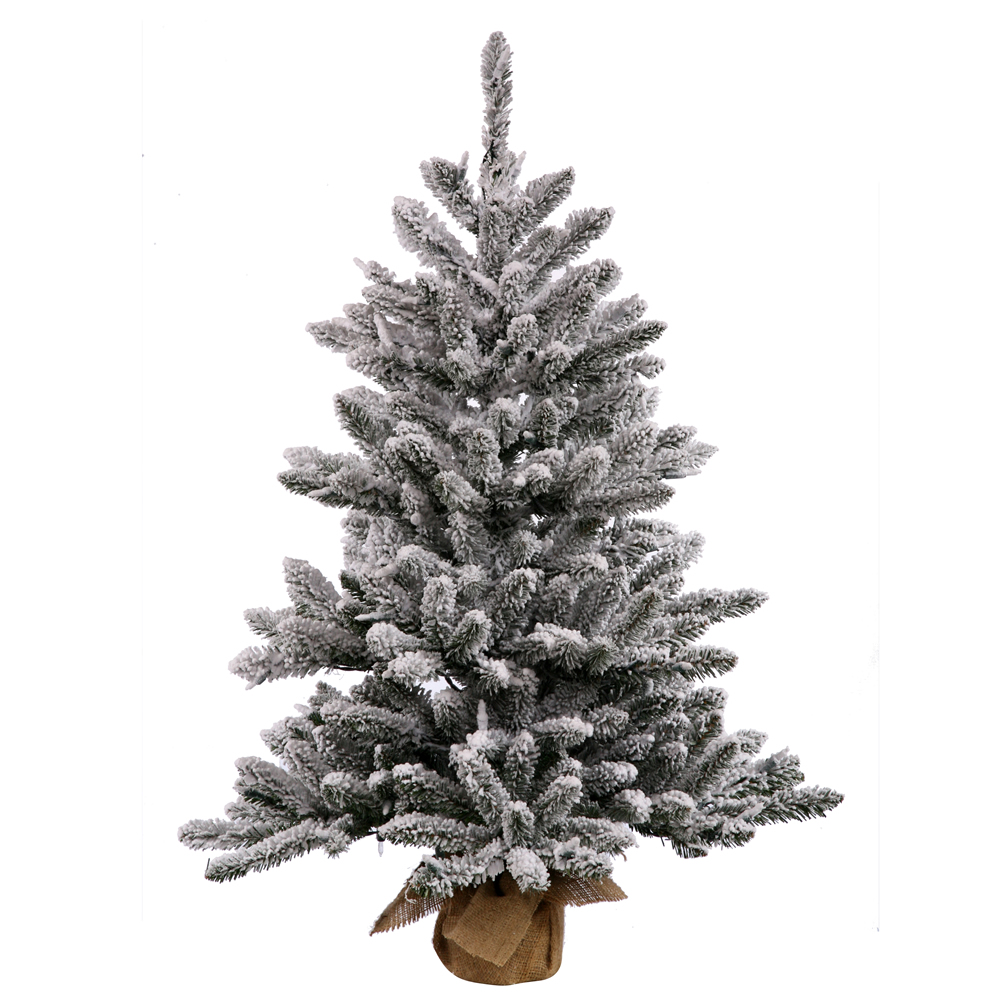 Vickerman 30" Prelit Flocked Anoka Pine Artificial Christmas Tree with 50 Warm White LED Lights.