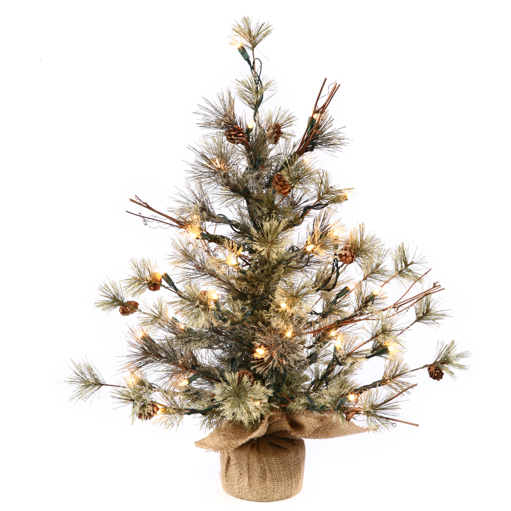 Vickerman 24" Prelit Dakota Pine Artificial Christmas Tree with 35 Warm White LED Lights.