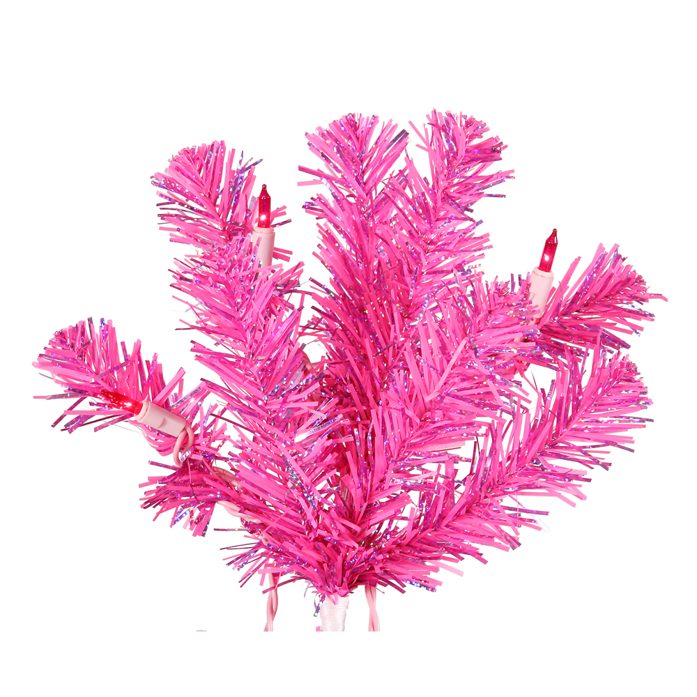 Vickerman 3 Prelit Hot Pink Artificial Christmas Tree with 50 Pink