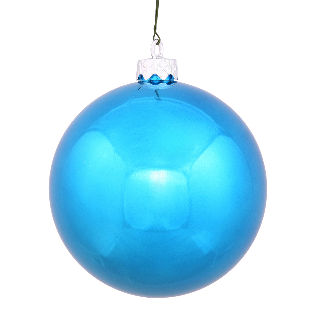 Vickerman 3" Turquoise Shiny Christmas Ball Ornament 12 per Bag
