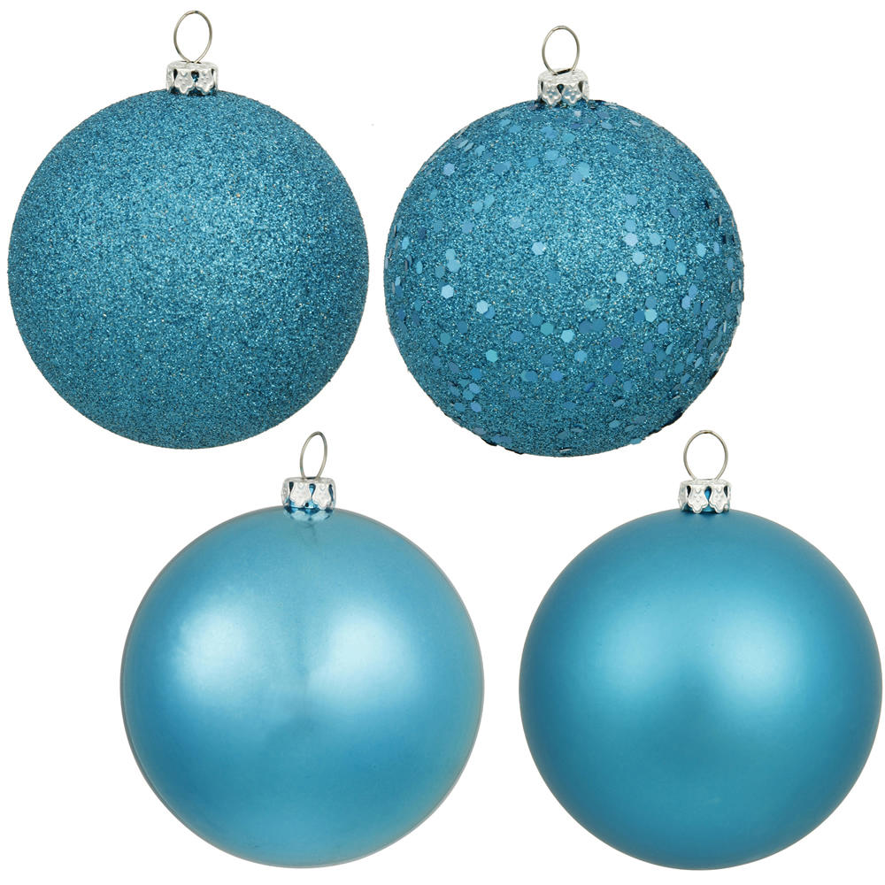 Vickerman 3" Turquoise 4 Finish Christmas Ball Ornament Assorted  32 per Box