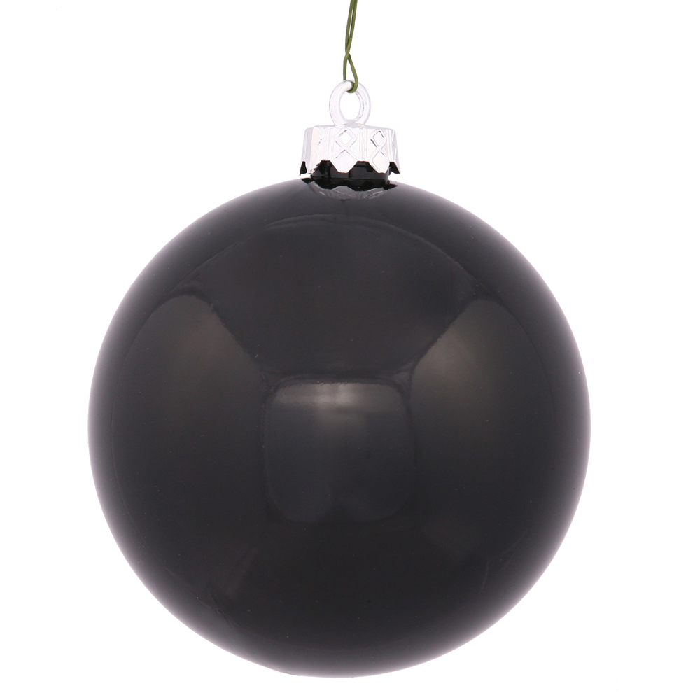 Vickerman 3" Black Shiny Christmas Ball Ornament 12 per Bag