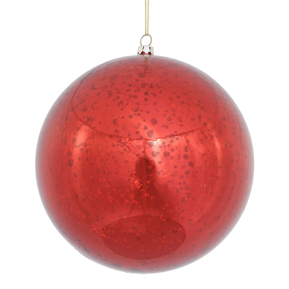 Vickerman 6" Red Shiny Mercury Ball Christmas Ornament 4 per bag