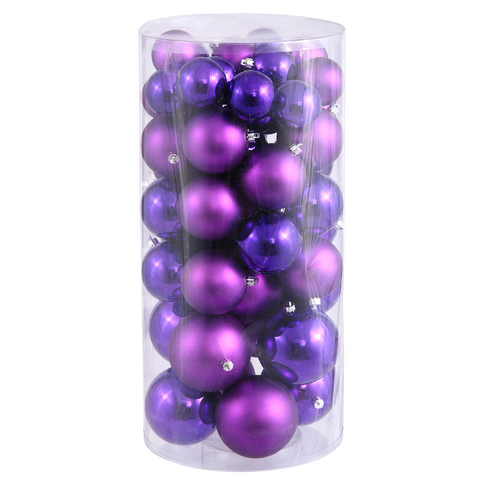 Vickerman 2.4"-3"-4" Purple Shiny and Matte Ball Christmas Ornaments 50 per Box