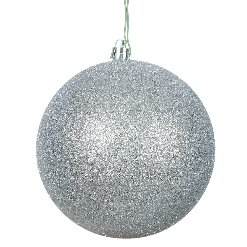 Vickerman 6" Silver Glitter Christmas Ball Ornament