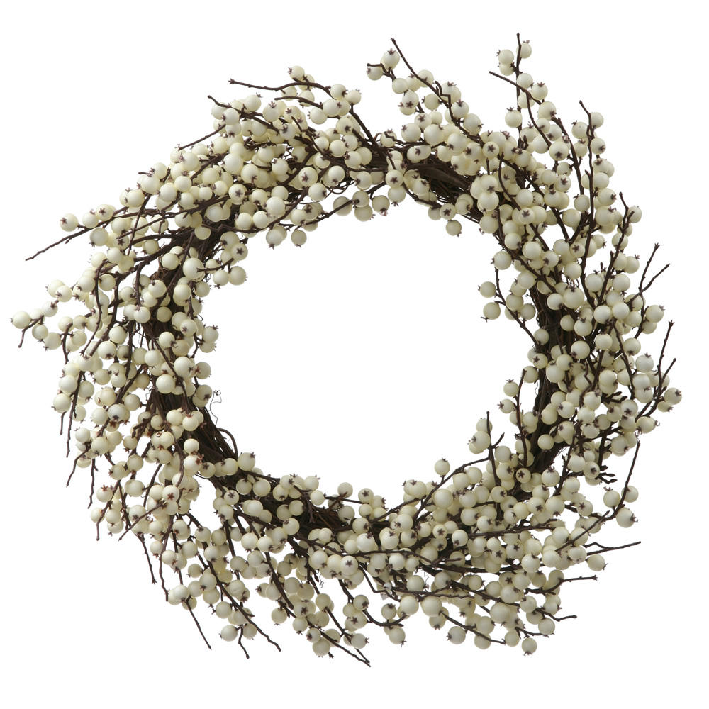 Vickerman 28" White Indoor/Outdoor Berry Artificial Christmas Wreath