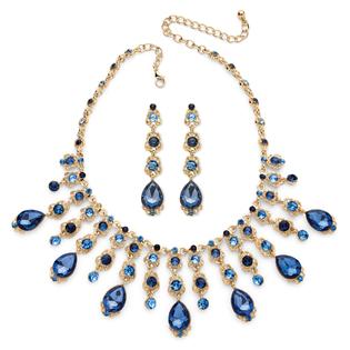 Palmbeach Jewelry Oval Cut Blue Crystal Necklace And