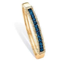 PalmBeach Jewelry Round Pave Simulated Blue Sapphire Bangle Bracelet 4.08 TCW in Goldtone 8"