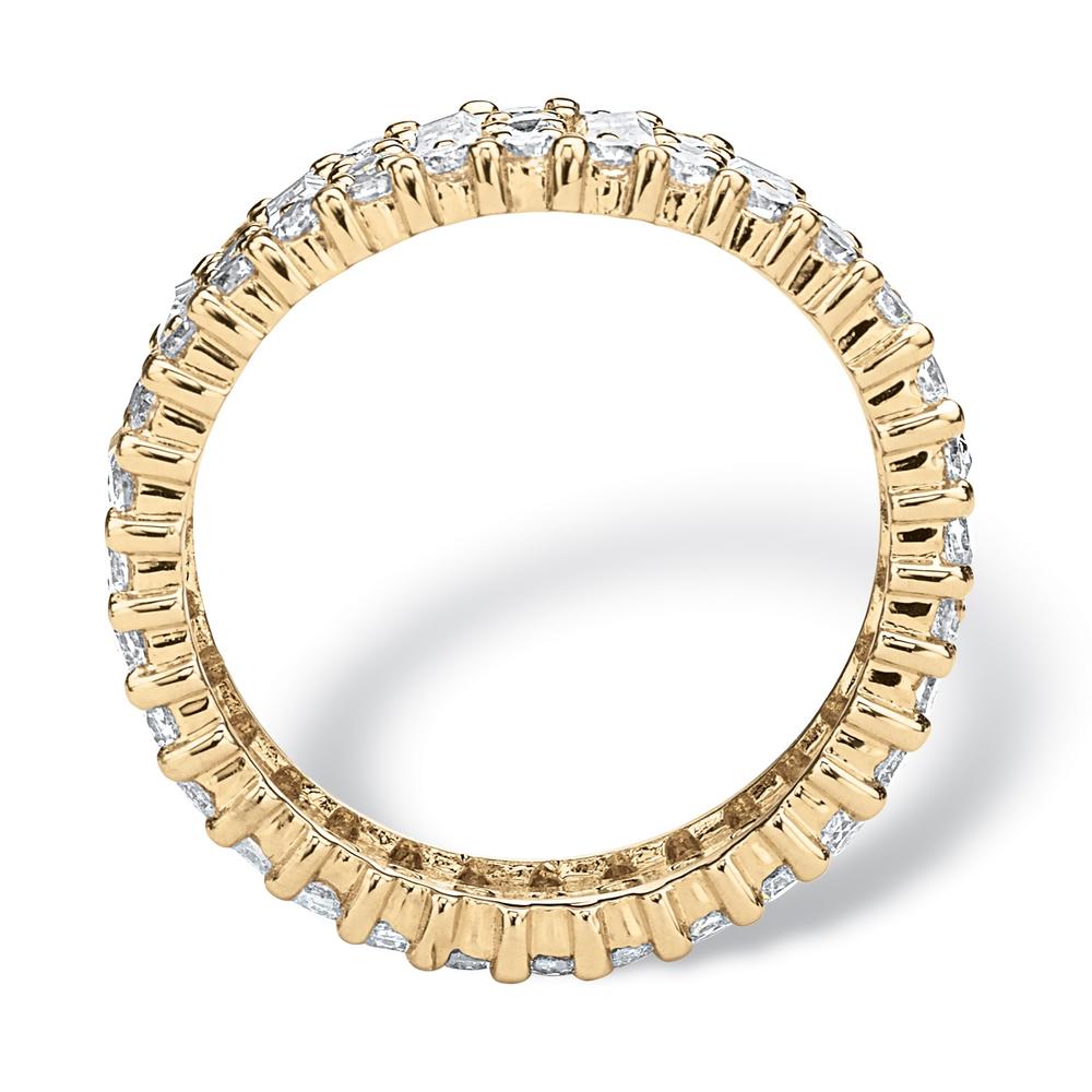 PalmBeach Jewelry 4.80 TCW Emerald-Cut Cubic Zirconia 14k Gold-Plated Eternity Ring