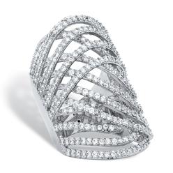 PalmBeach Jewelry 3.58 TCW Round Cubic Zirconia Platinum-Plated Highway Ring