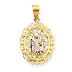 Goldia 10k Two-tone Gold Our Lady of Guadalupe Pendant - Religious Jewelry