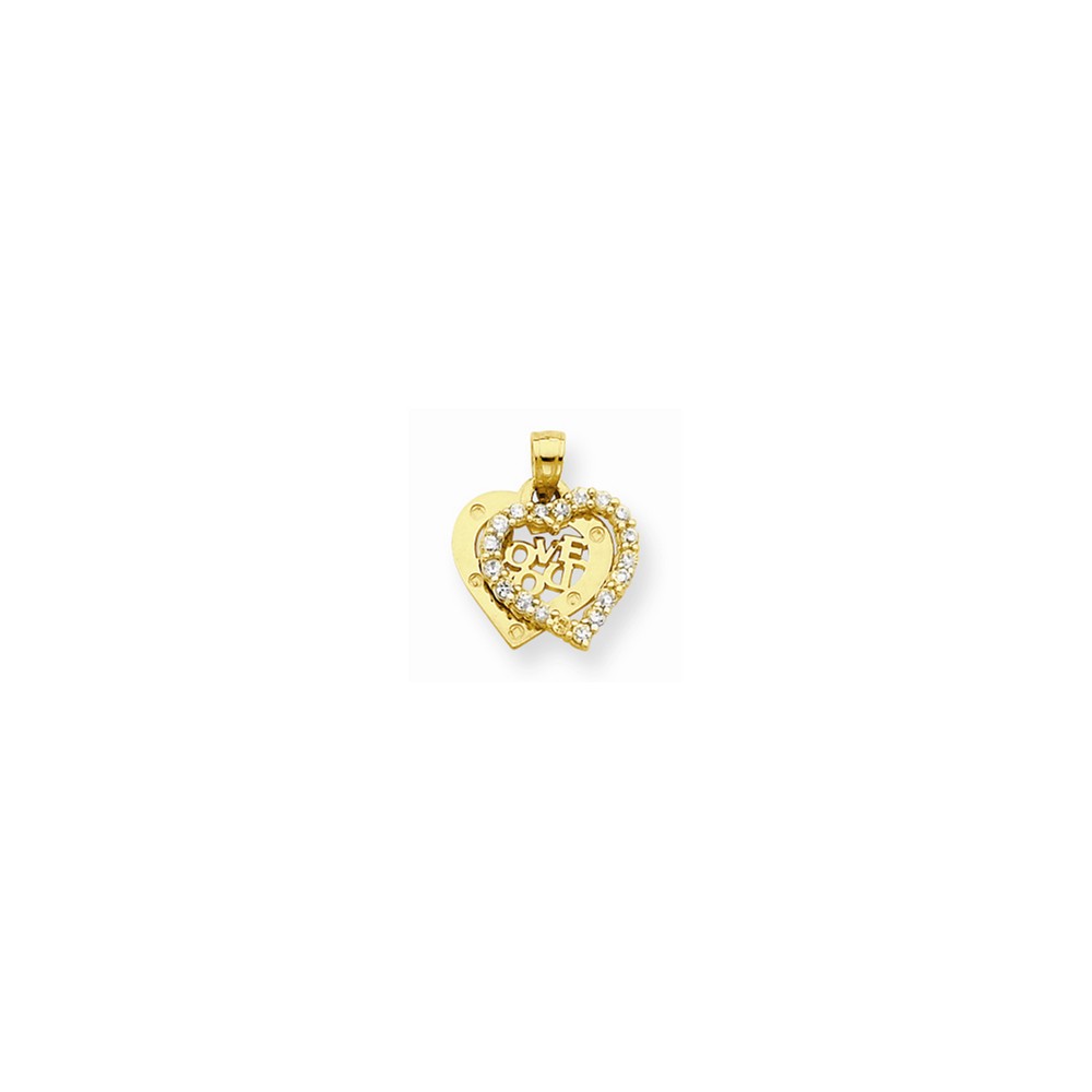 10k Yellow Gold 10k Small CZ I Love You Heart Charm 