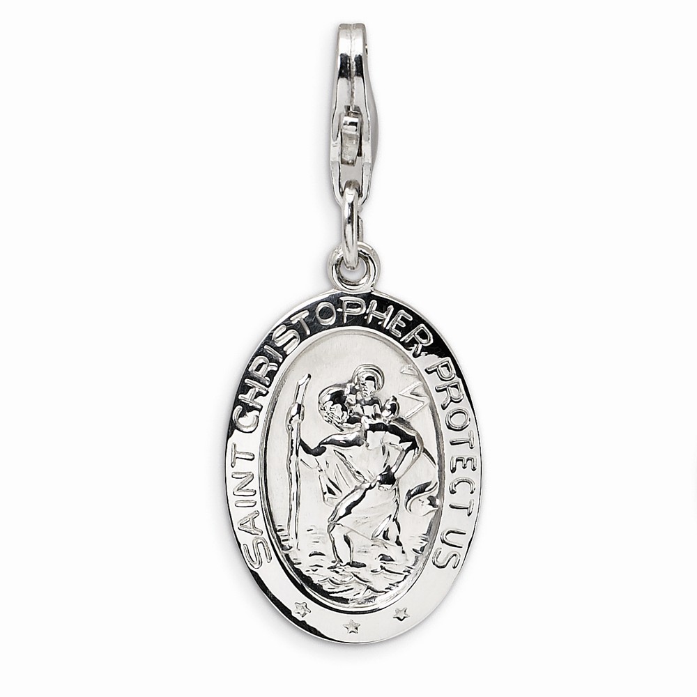 goldia Sterling Silver St. Christopher Medal w/Lobster Claw Clasp Clasp Charm