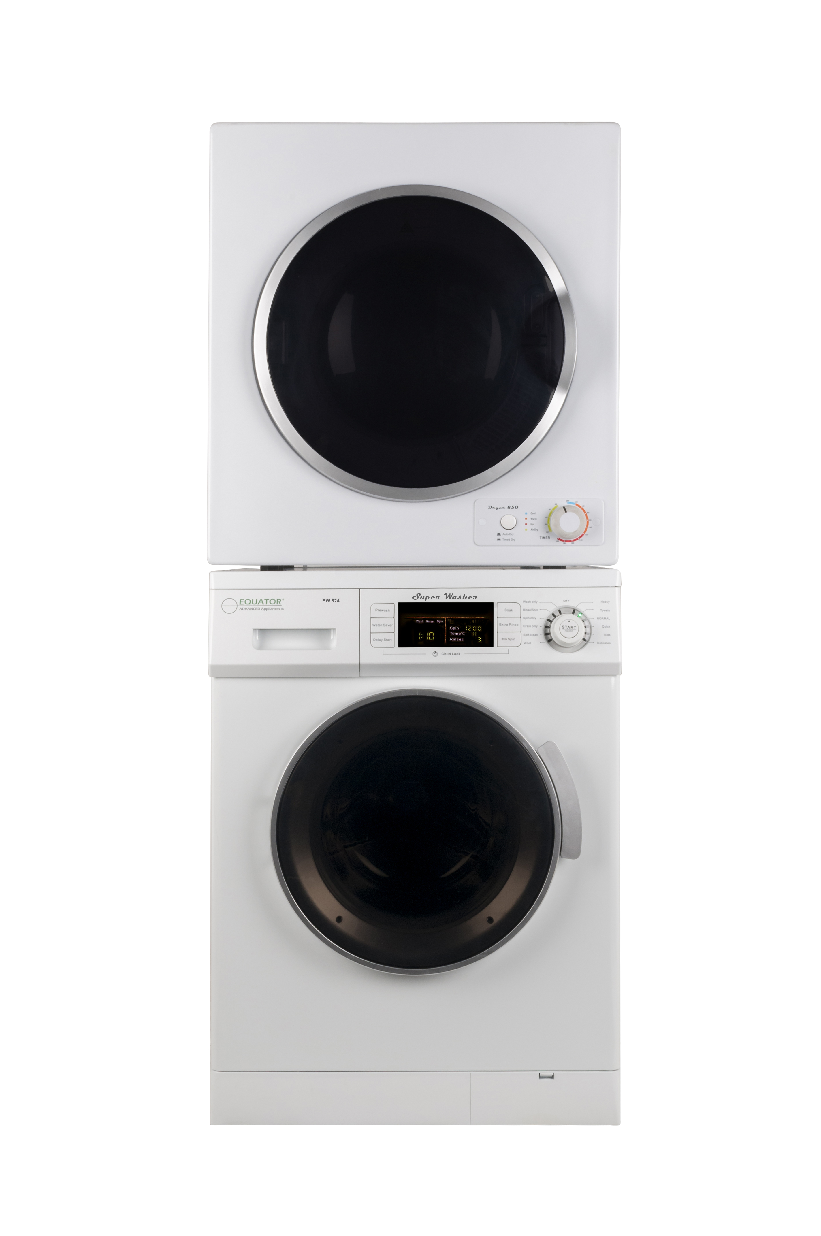 Equator EW 824 & ED 850 Stackable set of Compact Super Washer & Compact