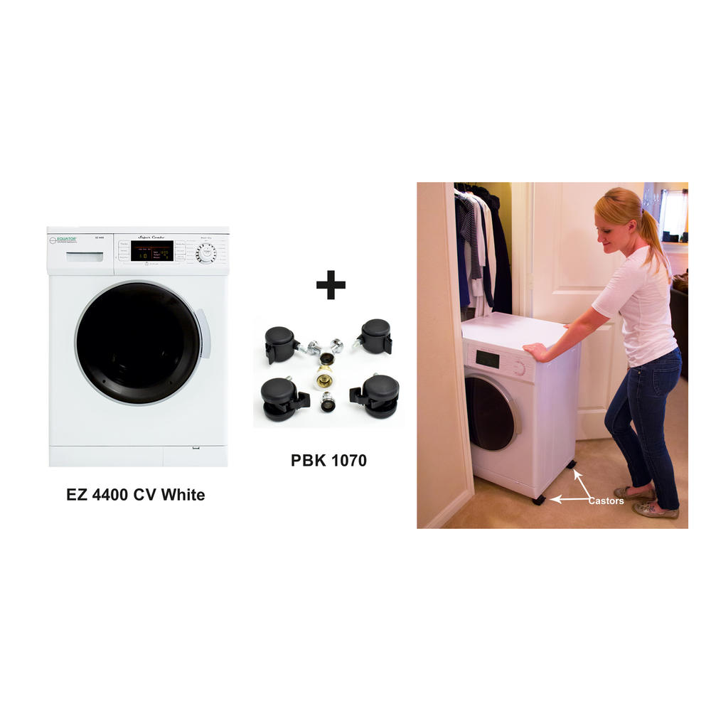 EZ 4400CV White+PBK 1070 Equator All-in-one Compact Combo Washer Dryer with Portability kit