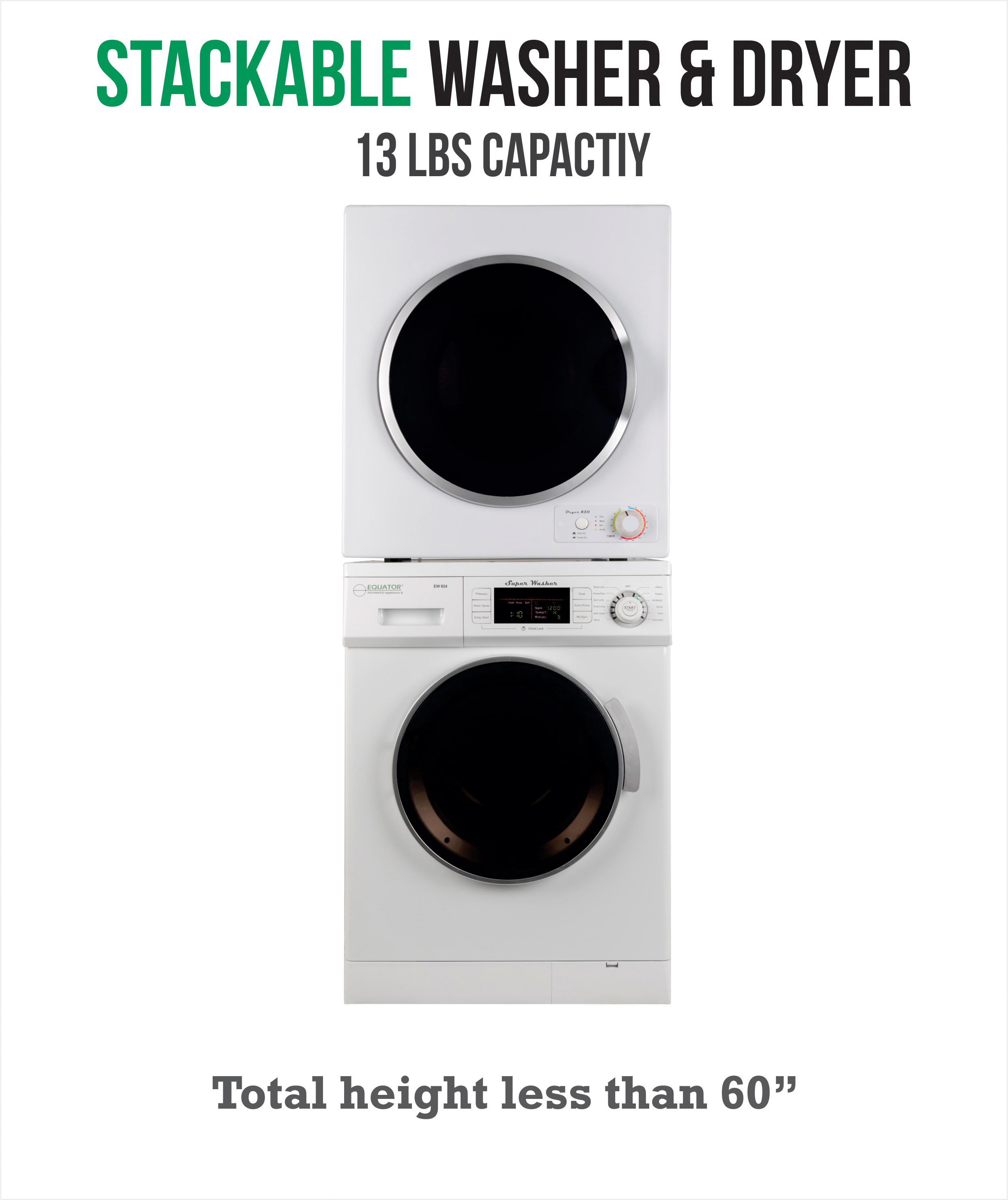 Equator EW 824 N & ED 850 Stackable set of New Version Compact Front