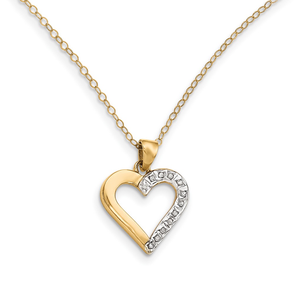 Sterling Silver and Gold-plated Diamond Accent Heart Necklace (with 18" chain) (17x23mm)