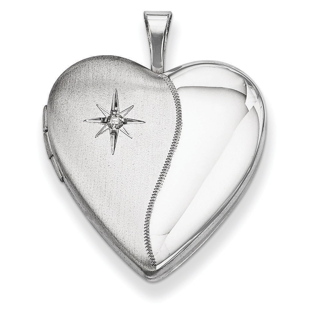 Sterling Silver 20mm With Diamond Accent Star Heart Locket (20x25mm)