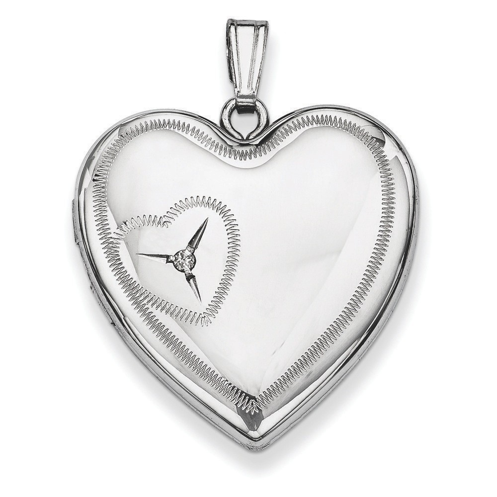 Sterling Silver 24mm Heart Design Diamond Accent Family Locket (24x30mm)