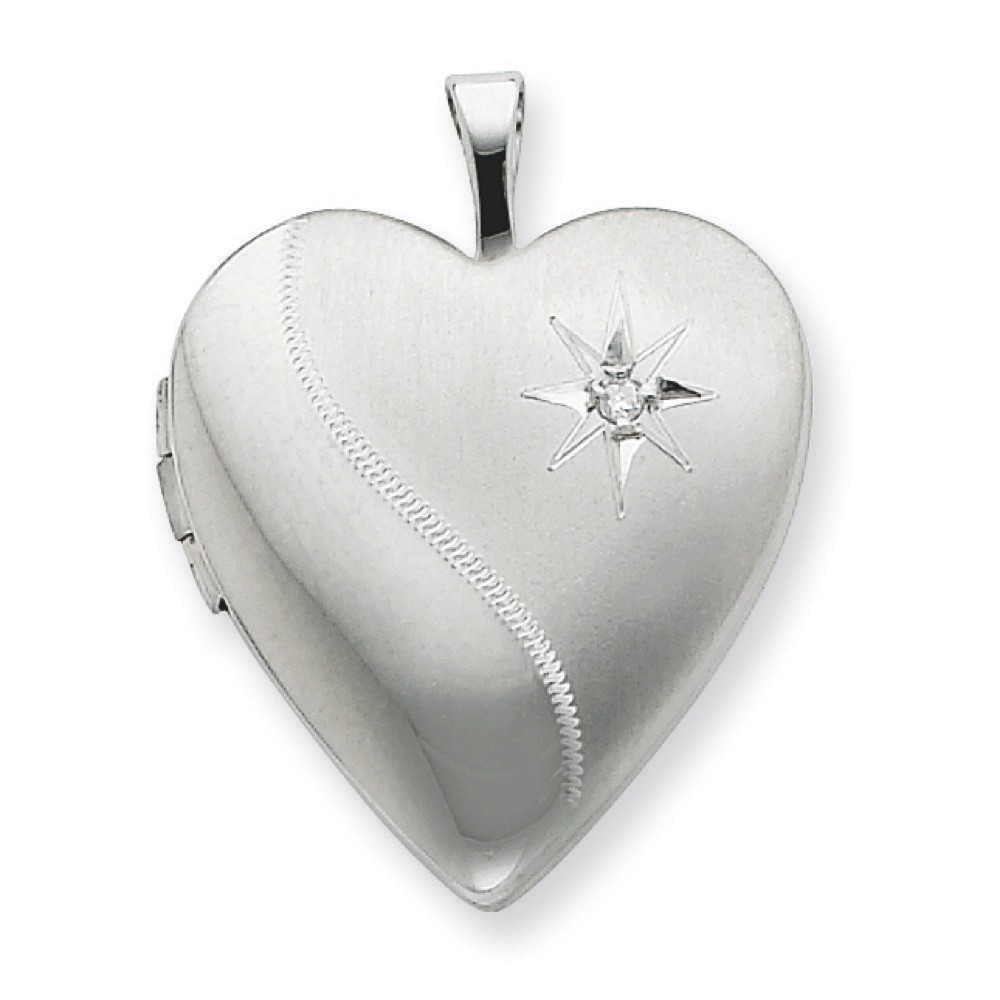 Sterling Silver 20mm Diamond Accent Heart Locket - Ships with an 18-inch chain (20x25mm)