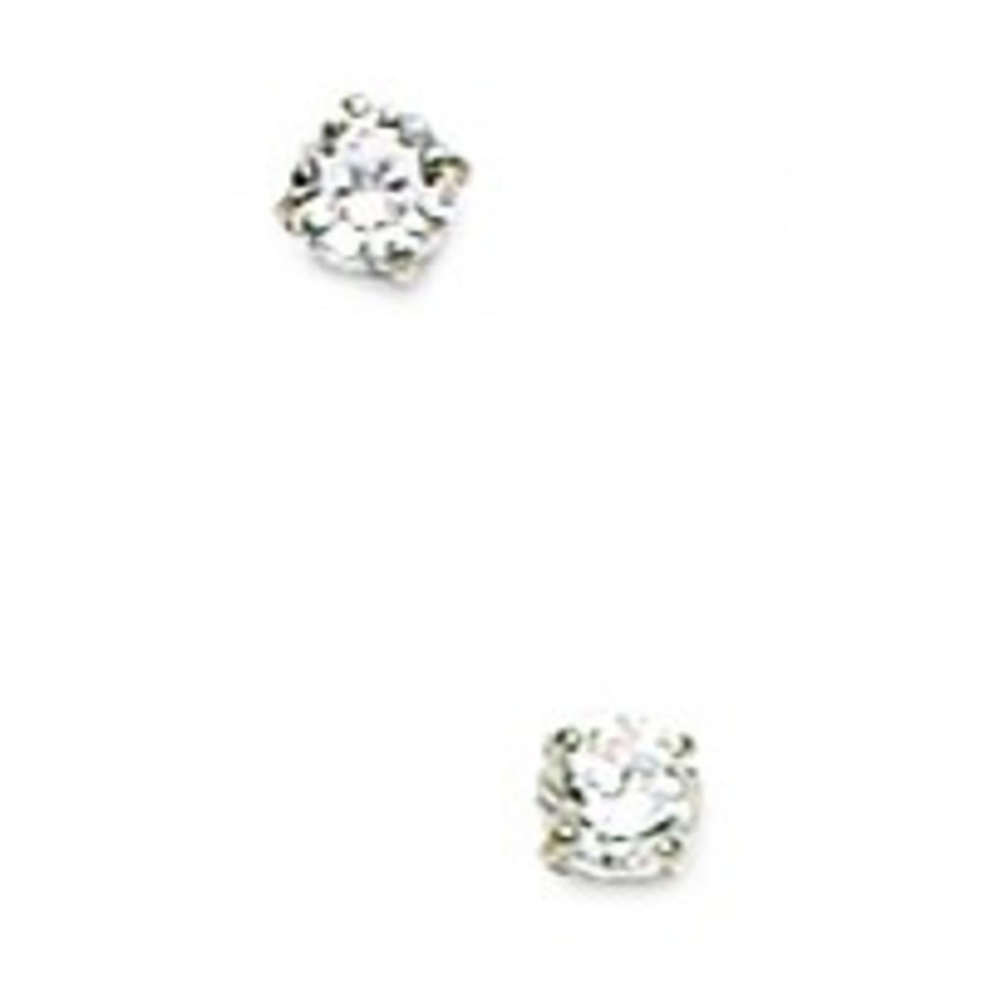 Sterling Silver Rhodium-plated 3mm Solitaire Round Cubic Zirconia CZ Stud Screw-back Earrings