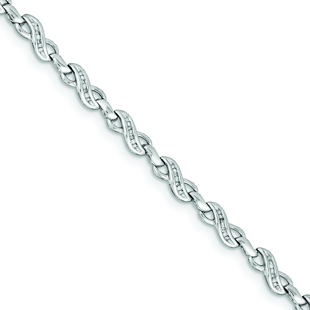 Sterling Silver 7-inch 1/10 CTTW Diamond Infinity Symbol Bracelet - Lobster-claw