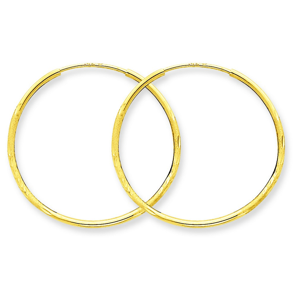 14k Yellow Gold 1.25mm Diamond-Cut Endless Hoop Earrings (1.25x26mm)