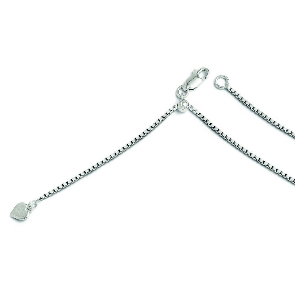 1.3mm Sterling Silver Adjustable Box Chain Necklace - 30 Inch - Lobster-claw